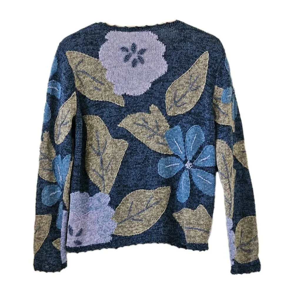 Vtg Sigrid Olsen Knit Cardigan Womens M Multicolor LS Buttons Boho Floral Boho - Picture 2 of 16